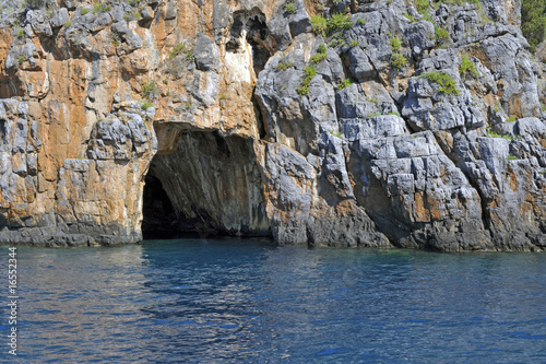 Natural big cave along seacoast, Palinuro, Italy