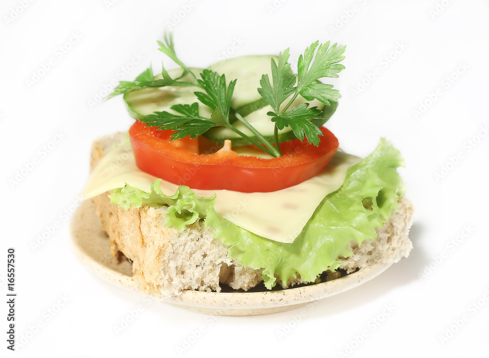sandwich with cheese, sweet pepper, cucumber and parsley sandwich with cheese, sweet pepper, cucumber and parsley