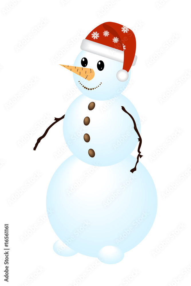 Classic snow man isolated on a white.