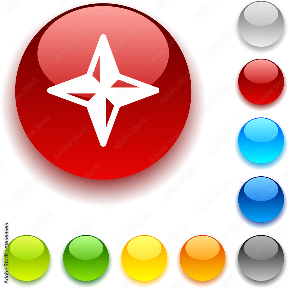 Compass shiny button. Vector illustration Compass shiny button. Vector illustration