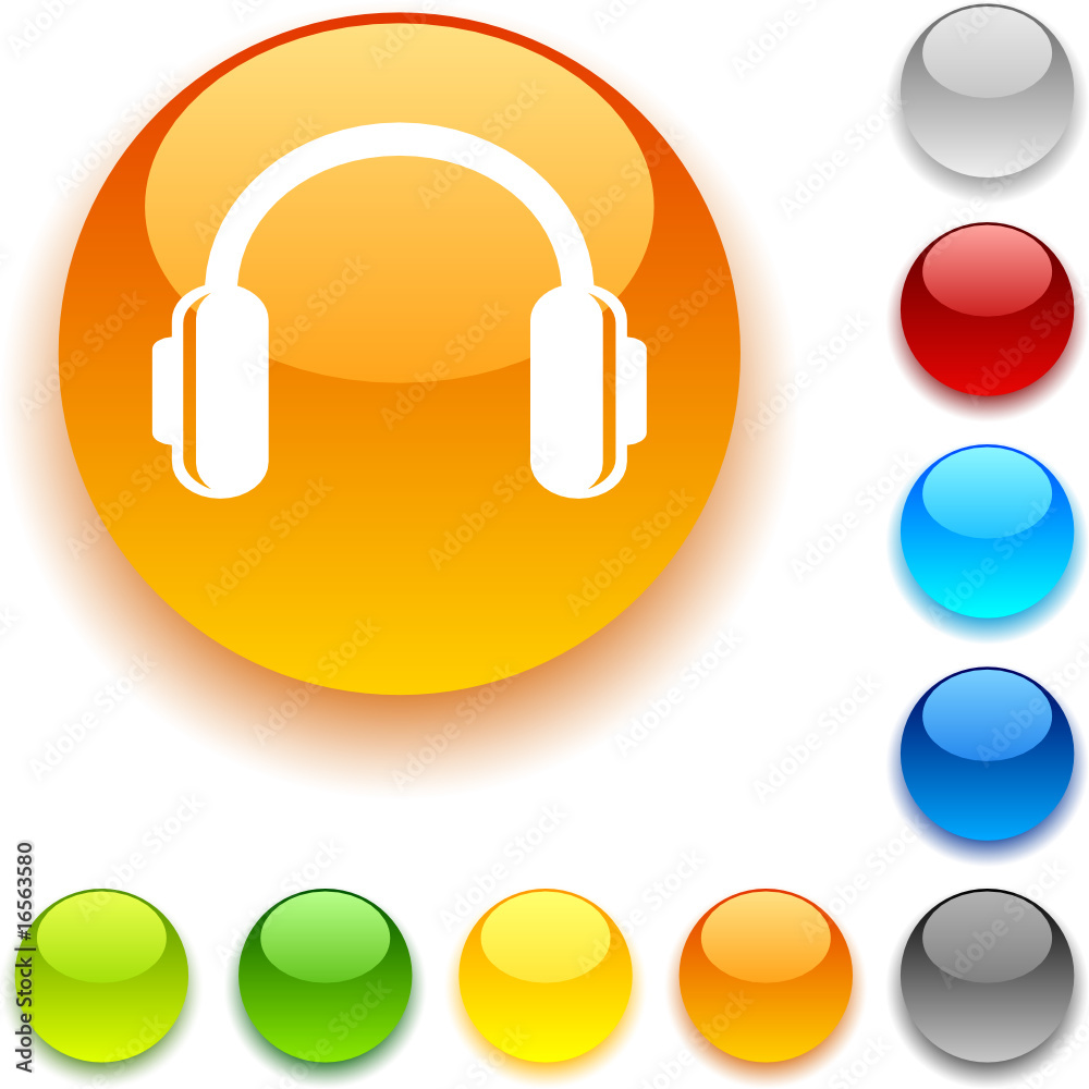 headphones shiny button. Vector illustration headphones shiny button. Vector illustration