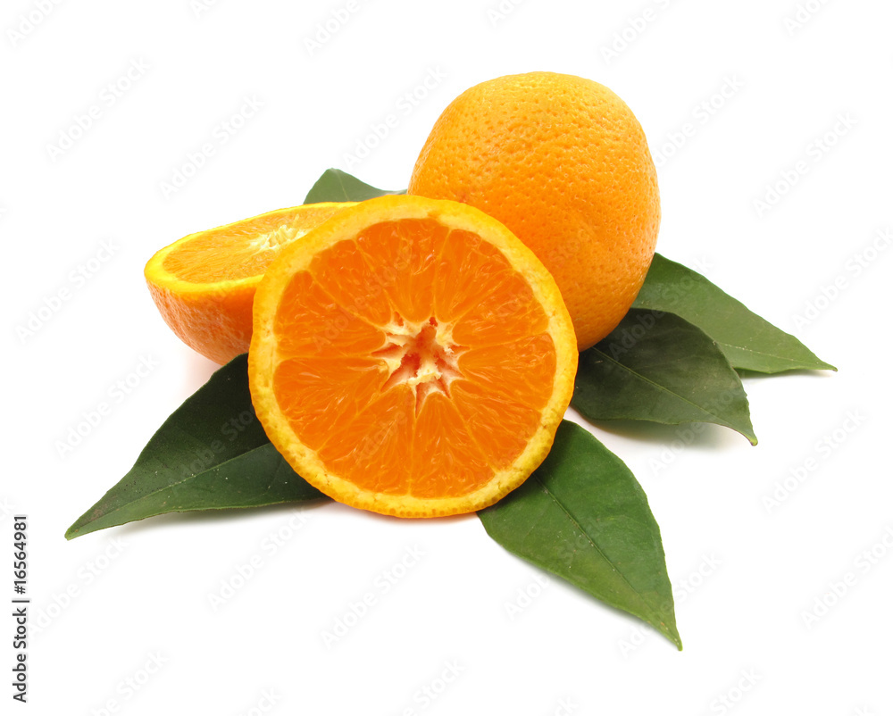 Oranges with leaves Oranges with leaves