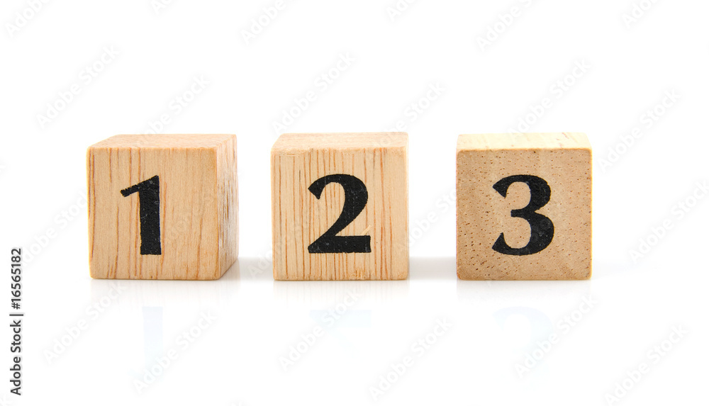 Wooden blocks with numbers over white background Wooden blocks with numbers over white background