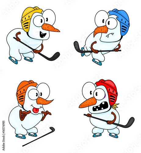 Snowmen play hockey