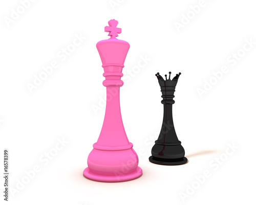 Girl power! - Mighty pink chess queen and a black king photo