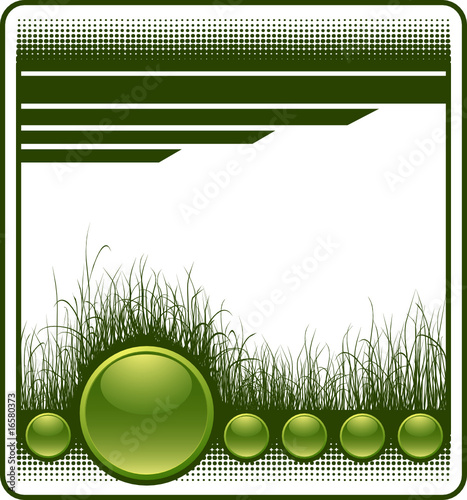 Web background with grass and glossy buttons