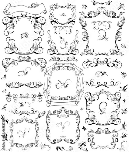 Set of decorative frame and design elements