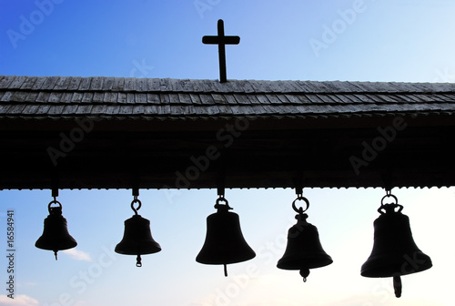 Fotografija Bells on old wooden belfry