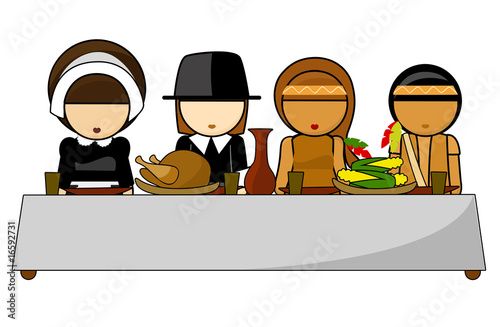 Fototapeta Thanksgiving day dinner Illustration
