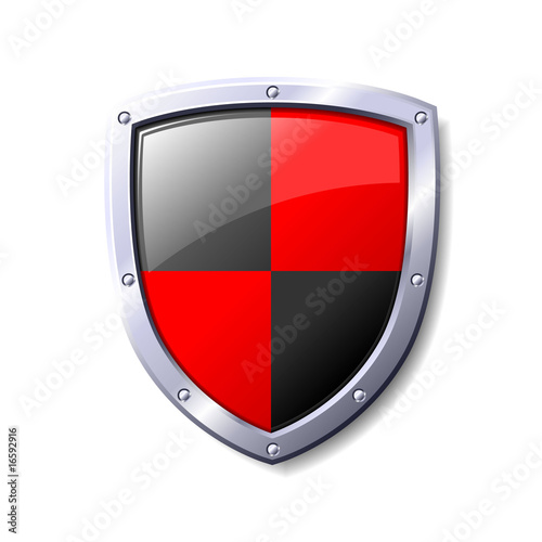 Red and black shield