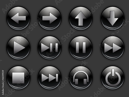boutons audio noirs