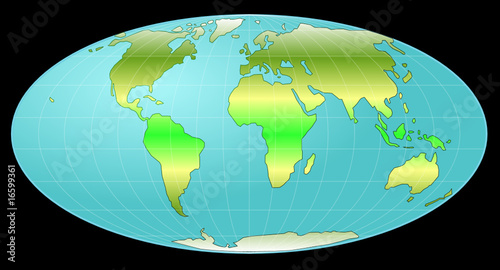whole earth globe with heat zones