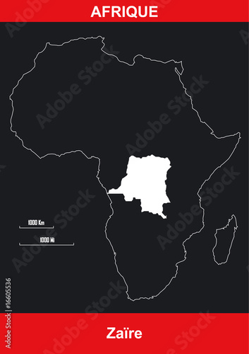 Carte Afrique - Zaïre - Vectoriel
