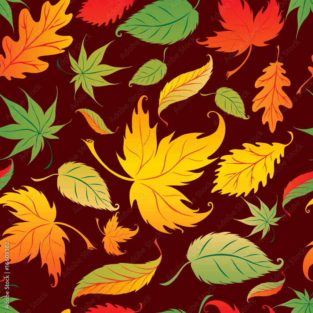 Seamless Background with colorful Autumn Leafs. Thanksgiving