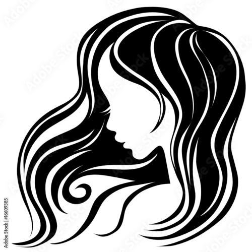 Vector decorative vintage woman with beautiful long hair