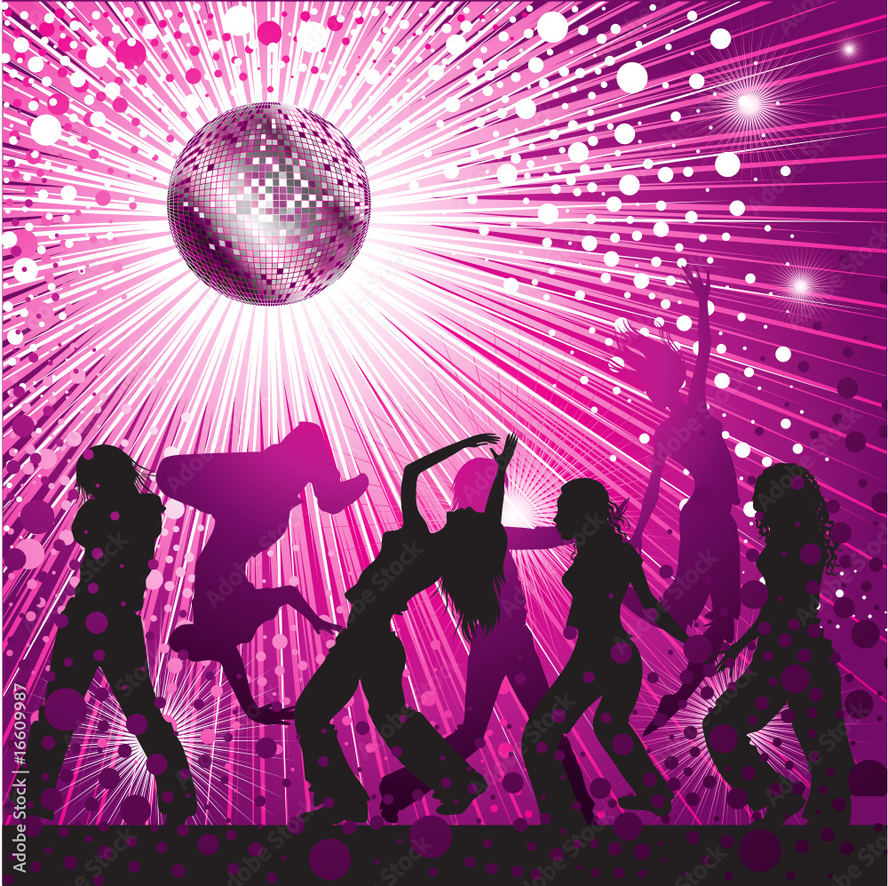 Vector background with people dancing in night-club Vector background with people dancing in night-club