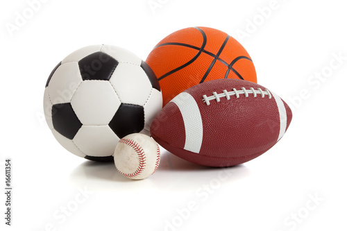Assorted Sports Balls on White