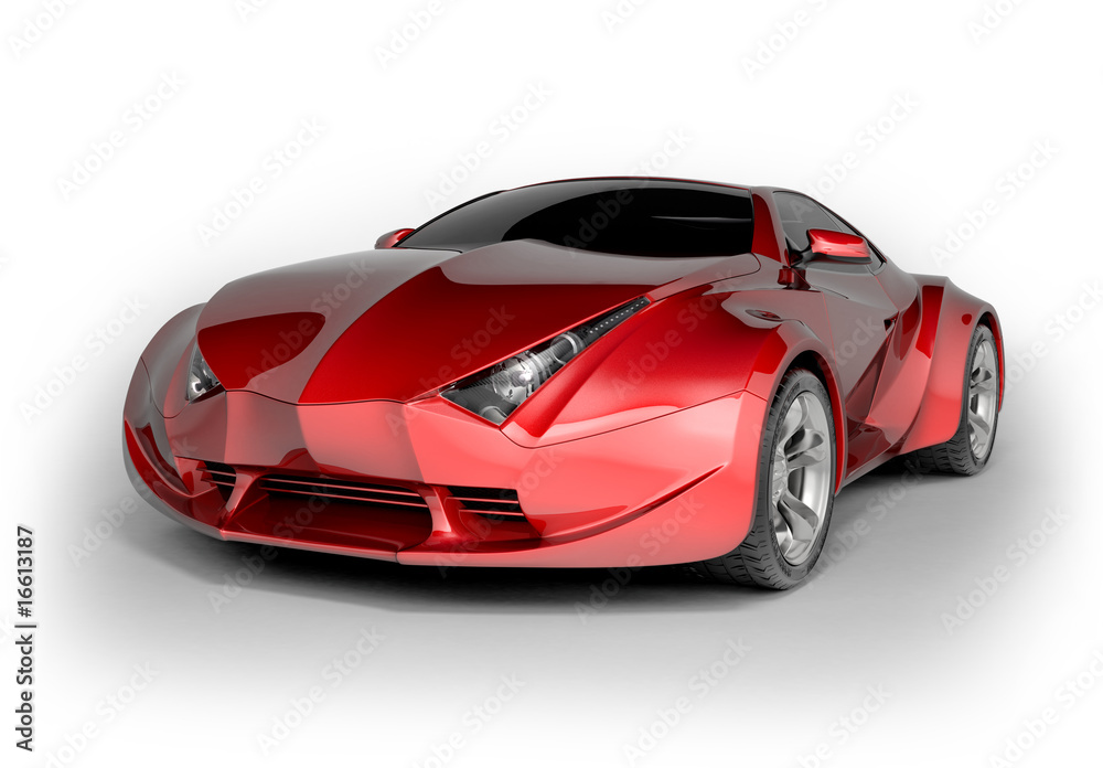 Red sport car. My own car design.