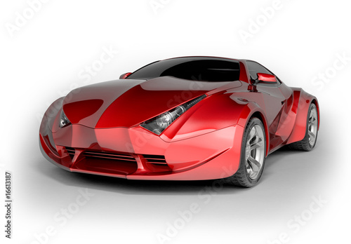Red sport car. My own car design.