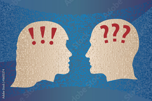 Man and Women Heads Profiles with Contrast Minds