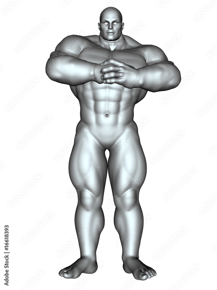 Bodybuilder in action pose