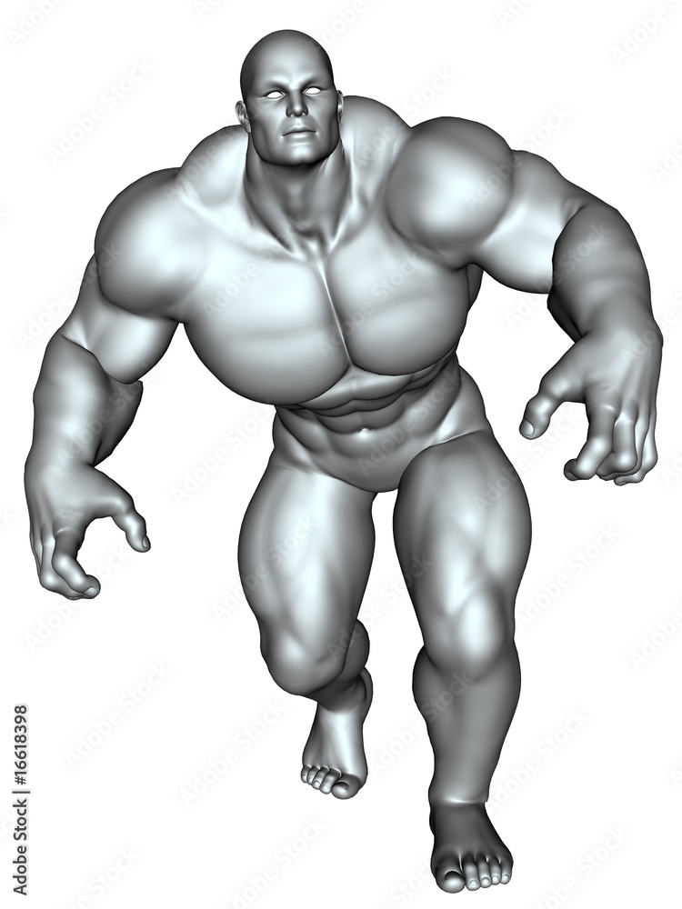 Bodybuilder in action pose