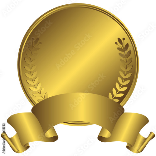 Big gold medal on white background (vector)