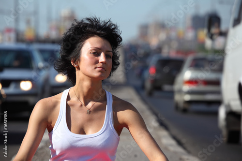 Portrait of girl on highway © Pavel Losevsky