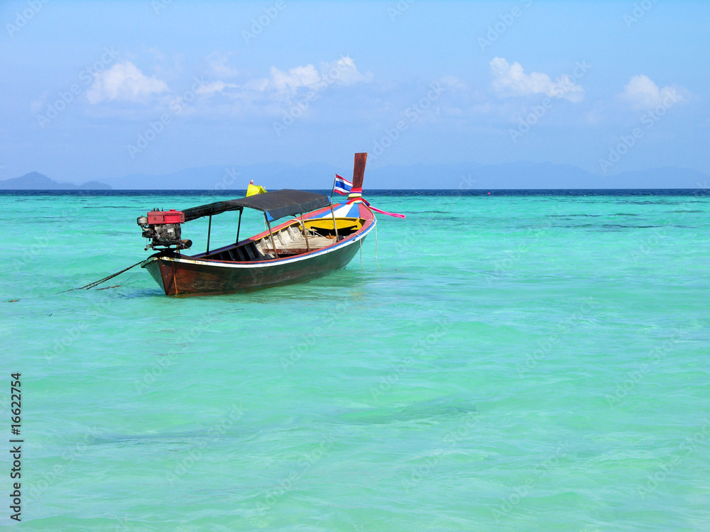 Longtail boat in Andaman sea, Lipe island, Thailand