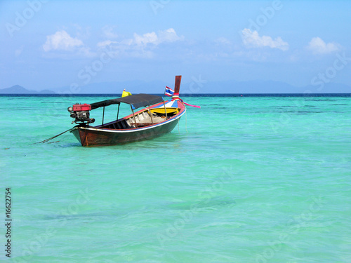 Longtail boat in Andaman sea  Lipe island  Thailand