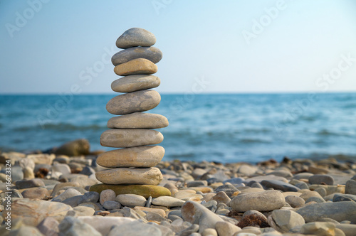 Stone stack on a pebble beach