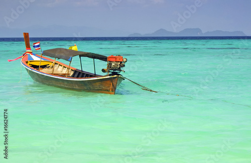 Thailand traditional longtail fish boat in Andaman sea