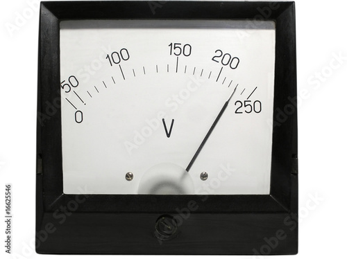 old-fashioned electric voltmeter photo