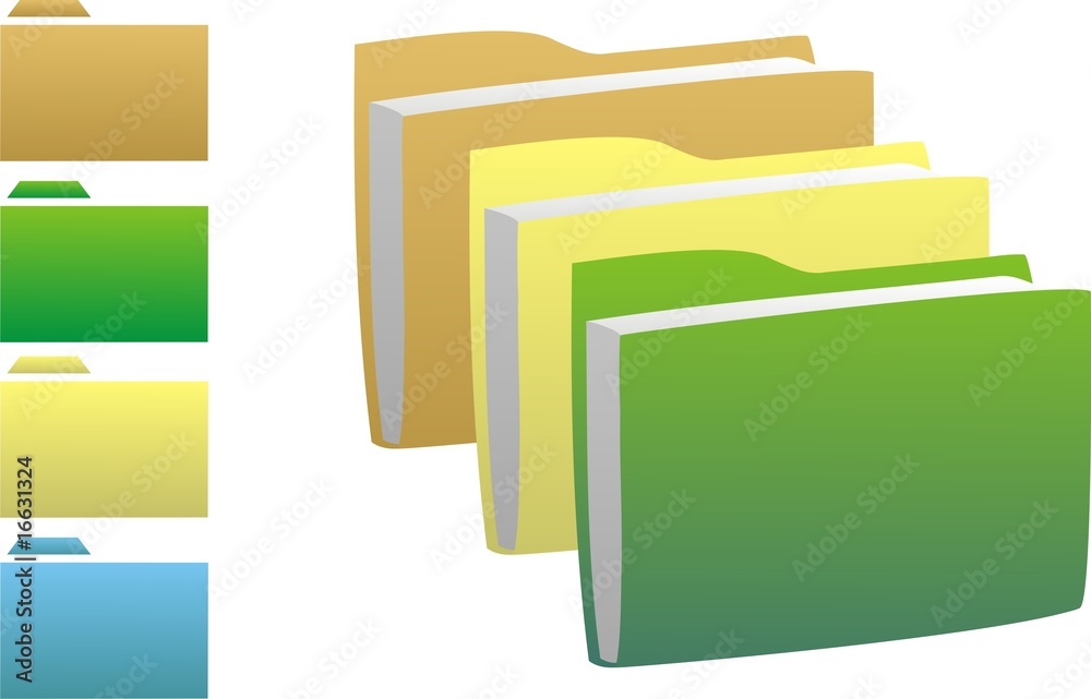 Vector Multi-coloured icons in the form of folders for documents Vector Multi-coloured icons in the form of folders for documents