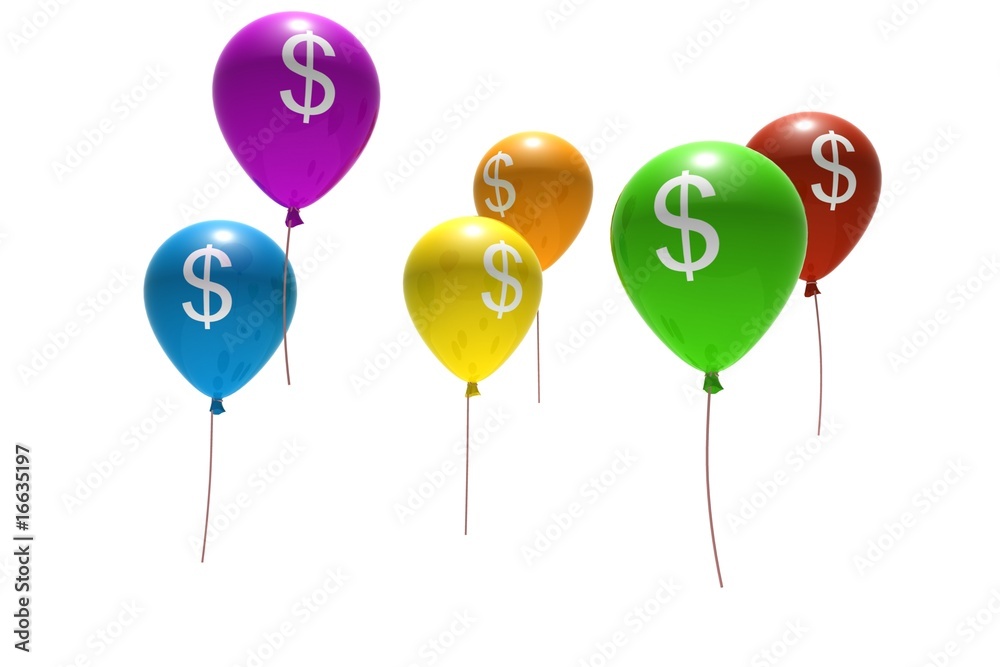 balloons with dollar symbols - isolated on white balloons with dollar symbols - isolated on white