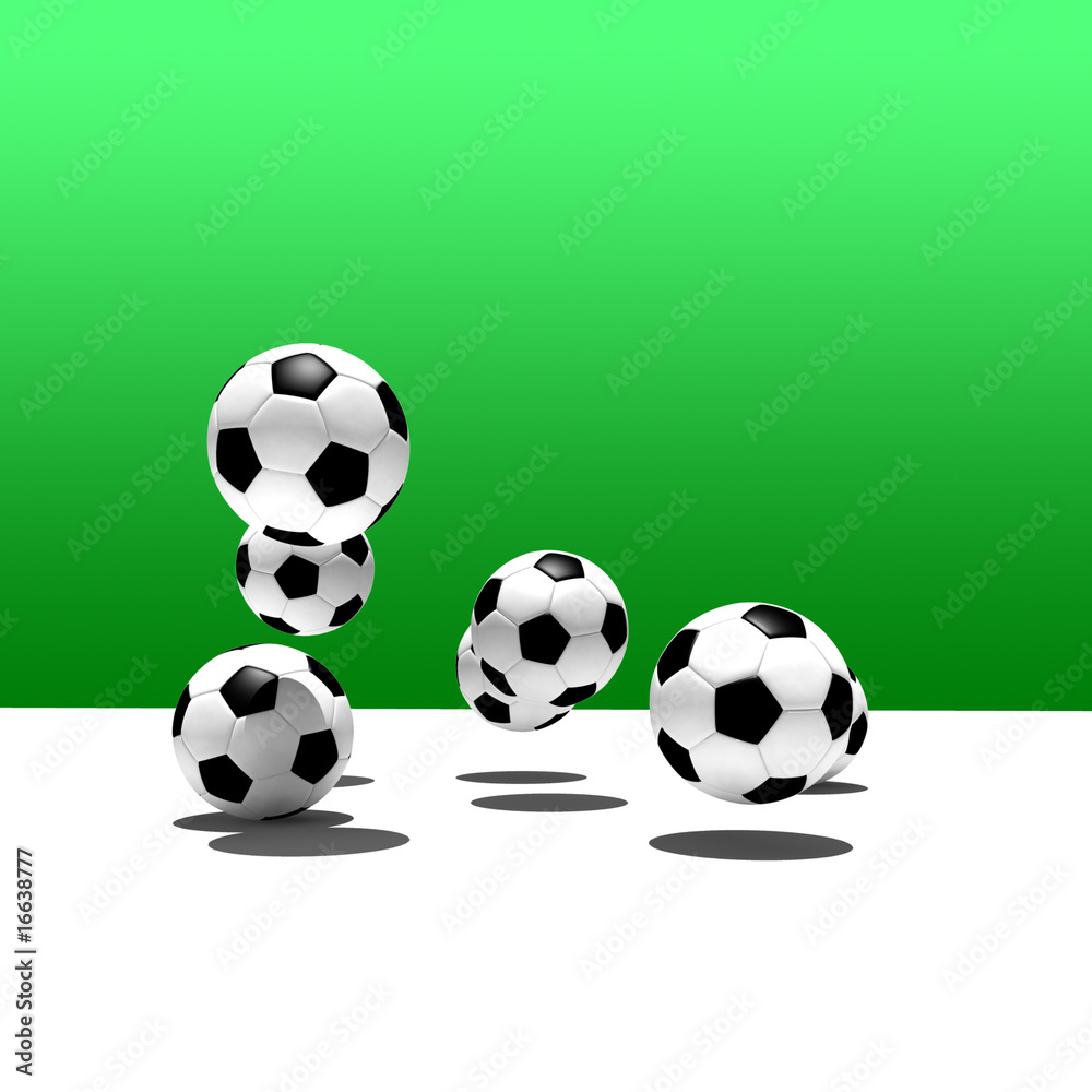 soccer balls on green background soccer balls on green background