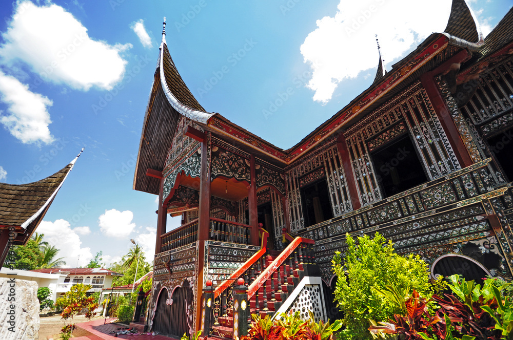 Rumah Gadang or Big house architecture in Padang, West Sumatra Stock