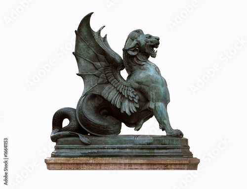 Winged Lion-Dragon Sphinks in stone, Paris, France
