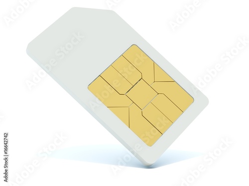 3d sim card isolated on white photo