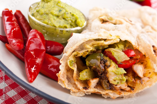 mexican chicken and beef fajitas photo
