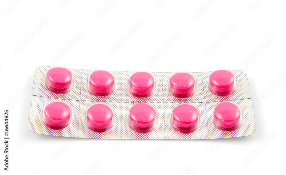 Pink medicine over white backgound Pink medicine over white backgound