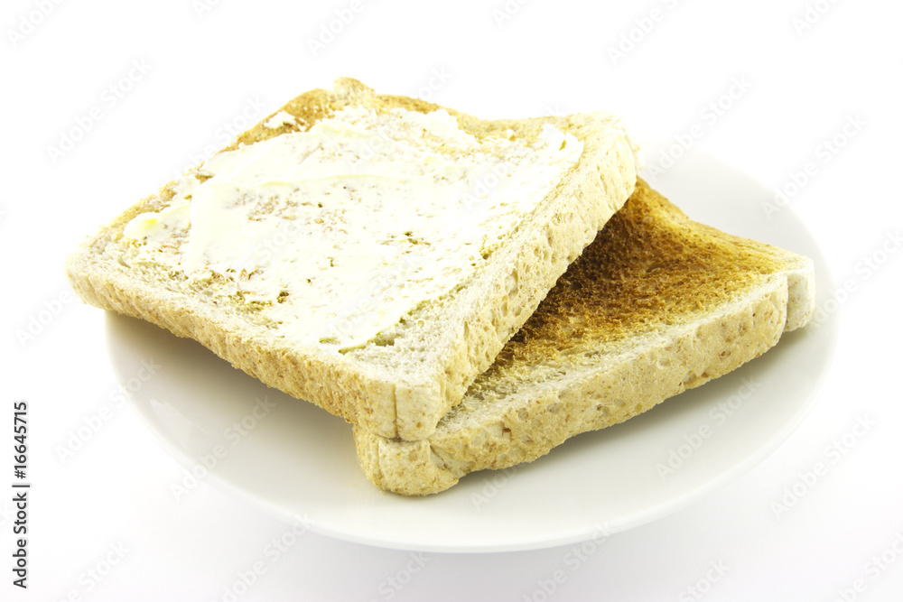 Toast on a White Plate