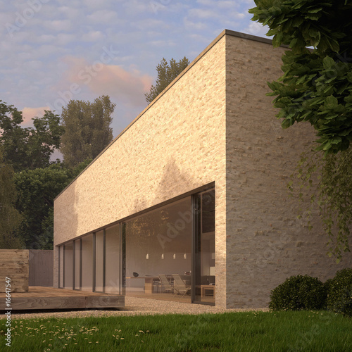 Contemporary brick house with garden