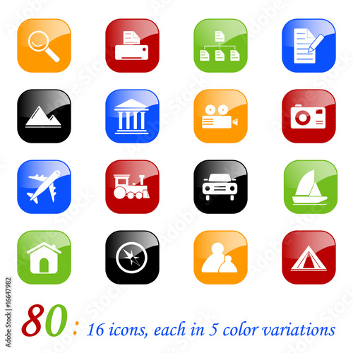 Photo and travel icons - color series