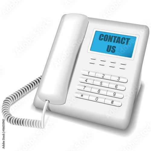 Modern white telephone isolated on white background.