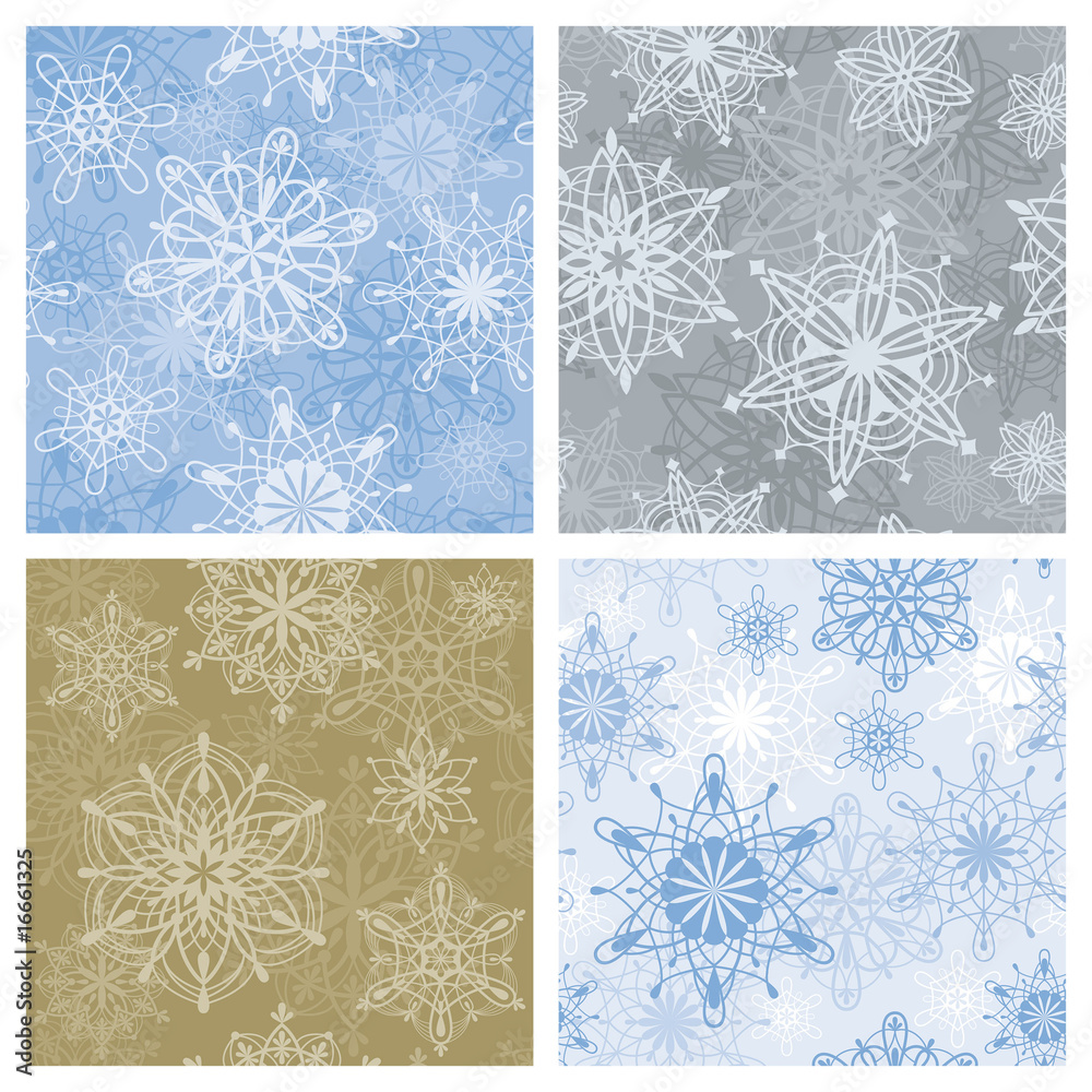 Four different snowflake seamless backgrounds Four different snowflake seamless backgrounds