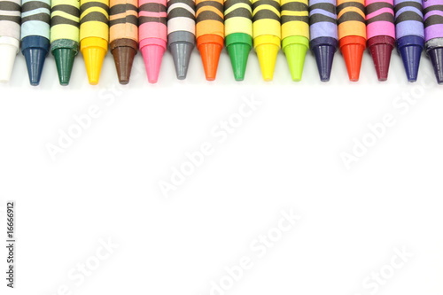 Border of crayons in array of colors.