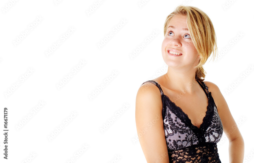 Young Woman In Dress On White Young Woman In Dress On White