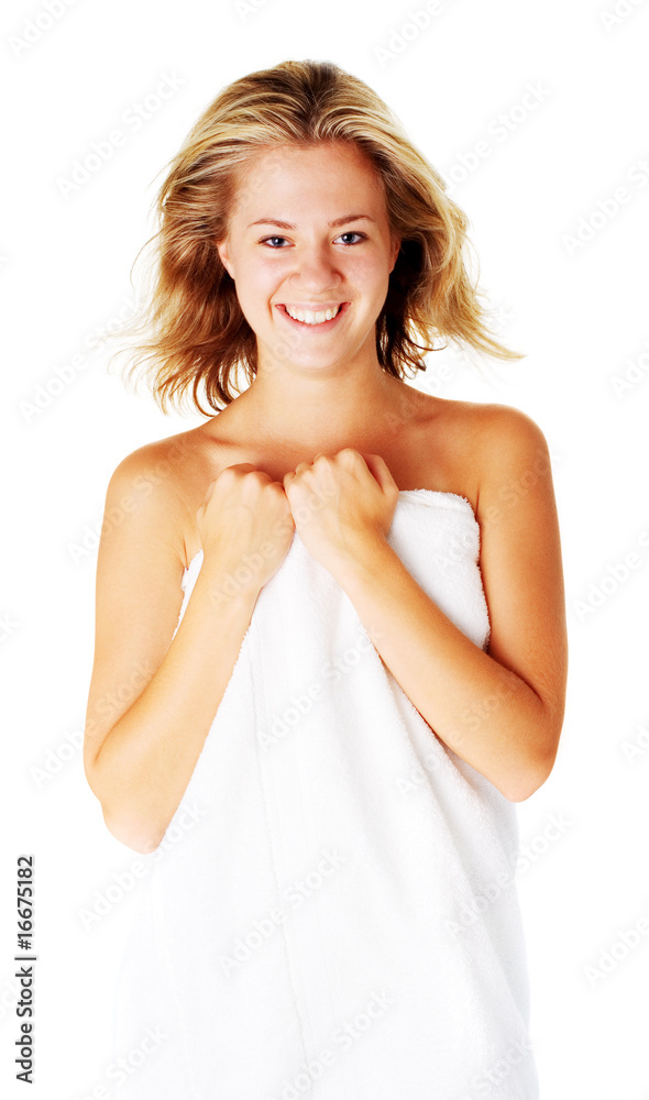 Obraz premium Beautiful Young Spa Woman On White