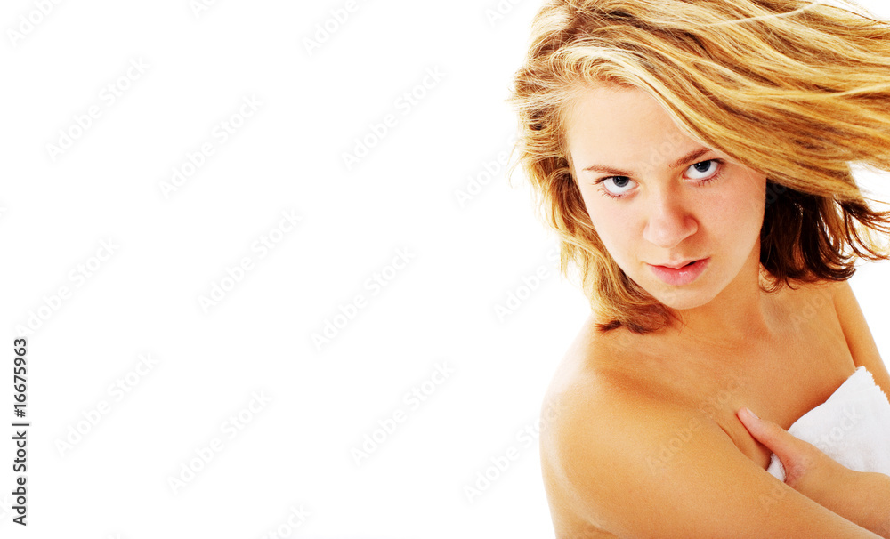 Obraz premium Beautiful Young Spa Woman On White